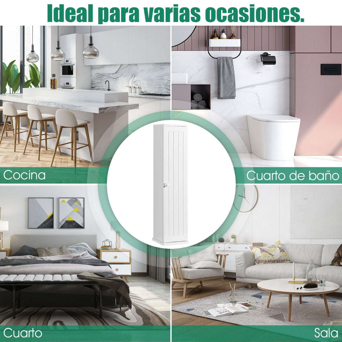 Armario Vertical De Almacenaje Porta Papel Higiénico Y Pañuelos 4 Niveles Repisas Para Dormitorio Salón Baño Blanco 17 X 16 X 69 Cm