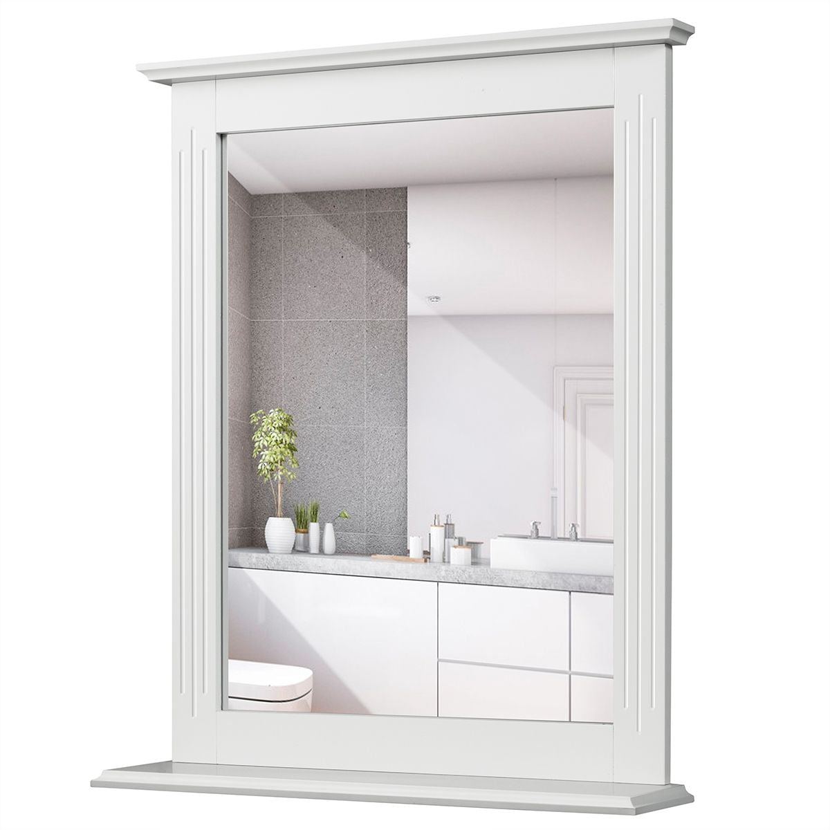 Espejo De Baño Con Estante Adicional Espejo De Pared Para Baño Lavabo Dormitorio 57 X 12 X 68,5 Cm