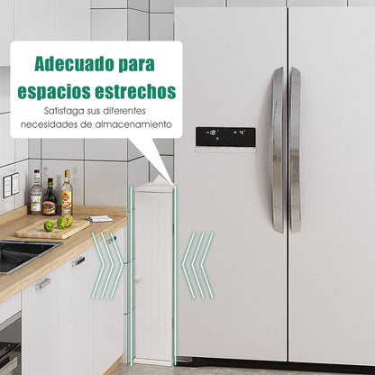 Armario Vertical De Almacenaje Porta Papel Higiénico Y Pañuelos 4 Niveles Repisas Para Dormitorio Salón Baño Blanco 17 X 16 X 69 Cm